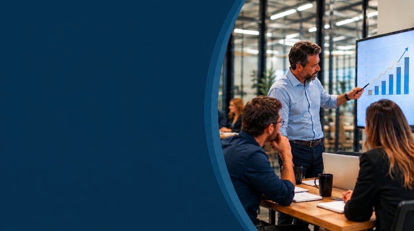 Reunião de CoGestão com dashboard de indicadores comerciais